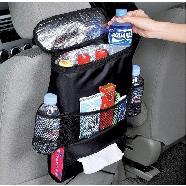 AIOIAI Car Seat Organizer/Auto Seat Back Organizer/Multi-Pocket Travel Storage Bag/Insulated Car Seat Back Drinks Holder Cooler / Storage Bag Cool Wrap Bottle Bag with Mesh Pockets