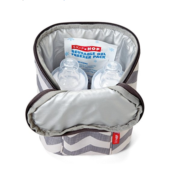 AIOIAI Insulated Breastmilk Cooler And Baby Bottle Bag, Grab & Go Double, Chevron